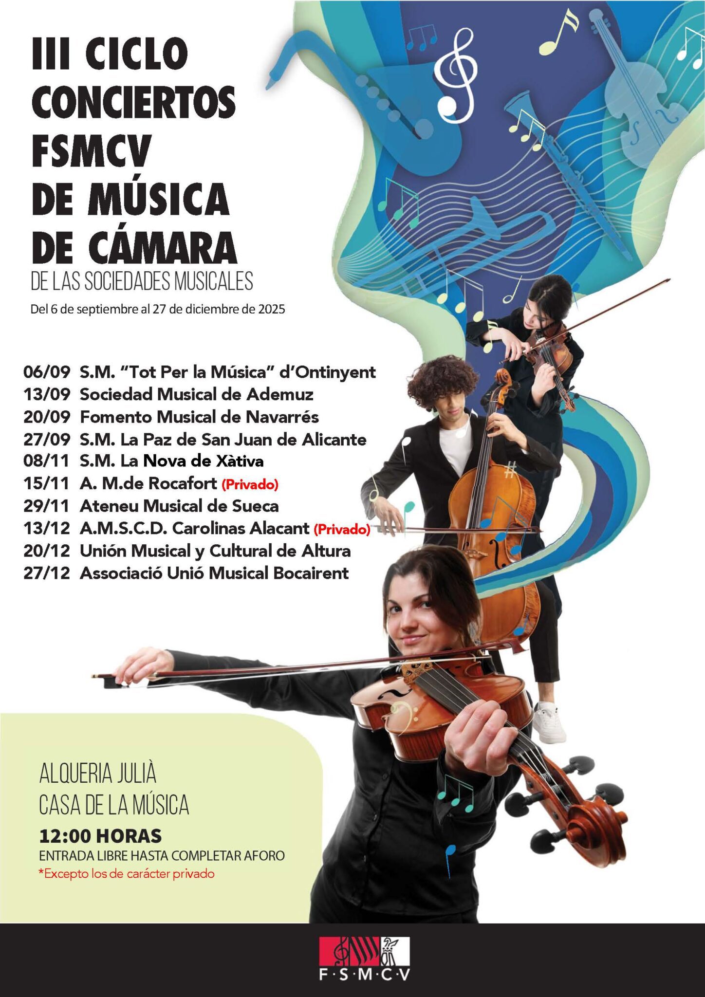 La FSMCV celebra el III Ciclo de Música de Cámara en su sede de la Alquería Julià 2 cartel FSMCV cast conciertos Pagina 1 002 scaled