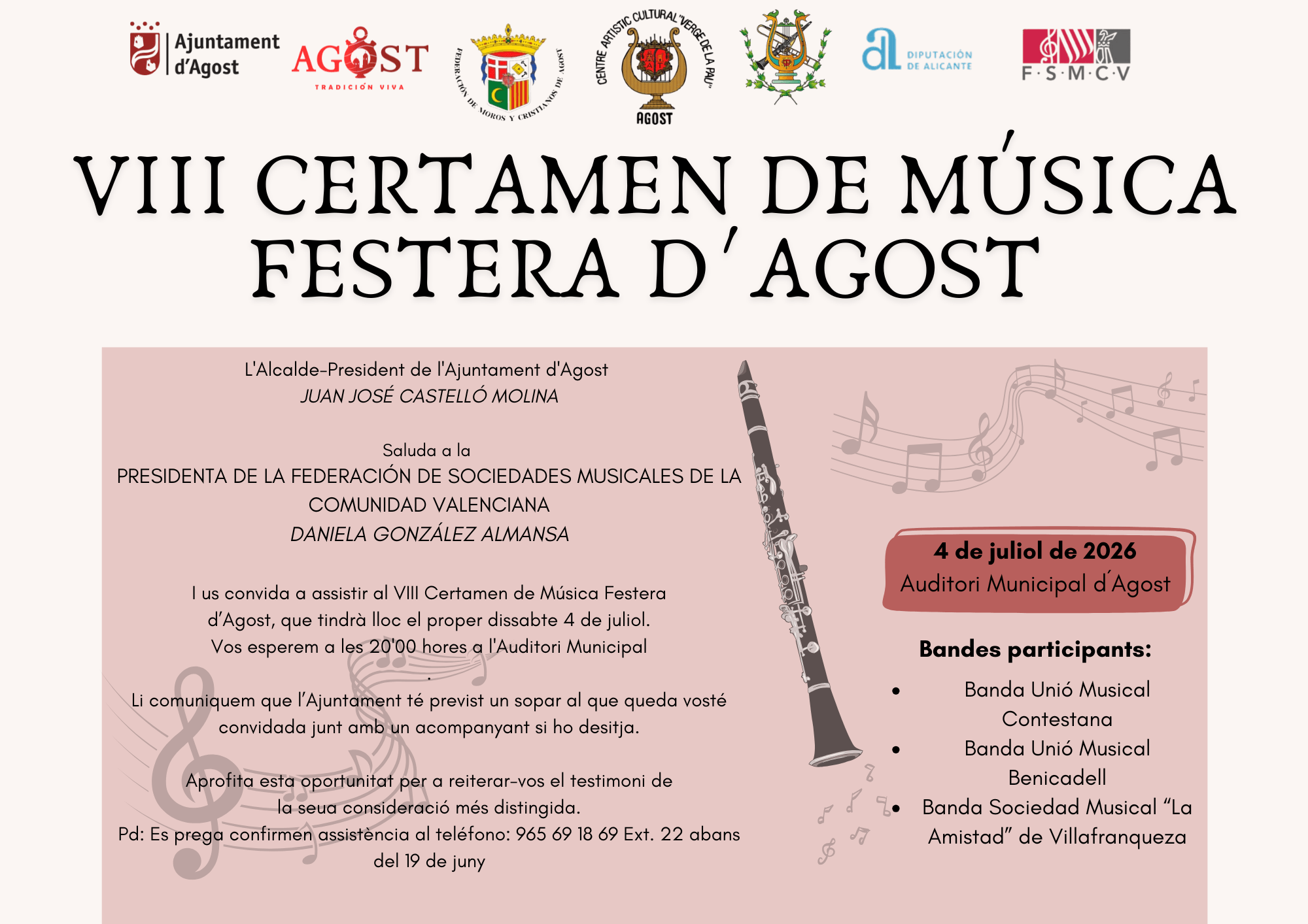 VIII Certamen Música Festera - Ayuntamiento de Agost 1 FMSCV