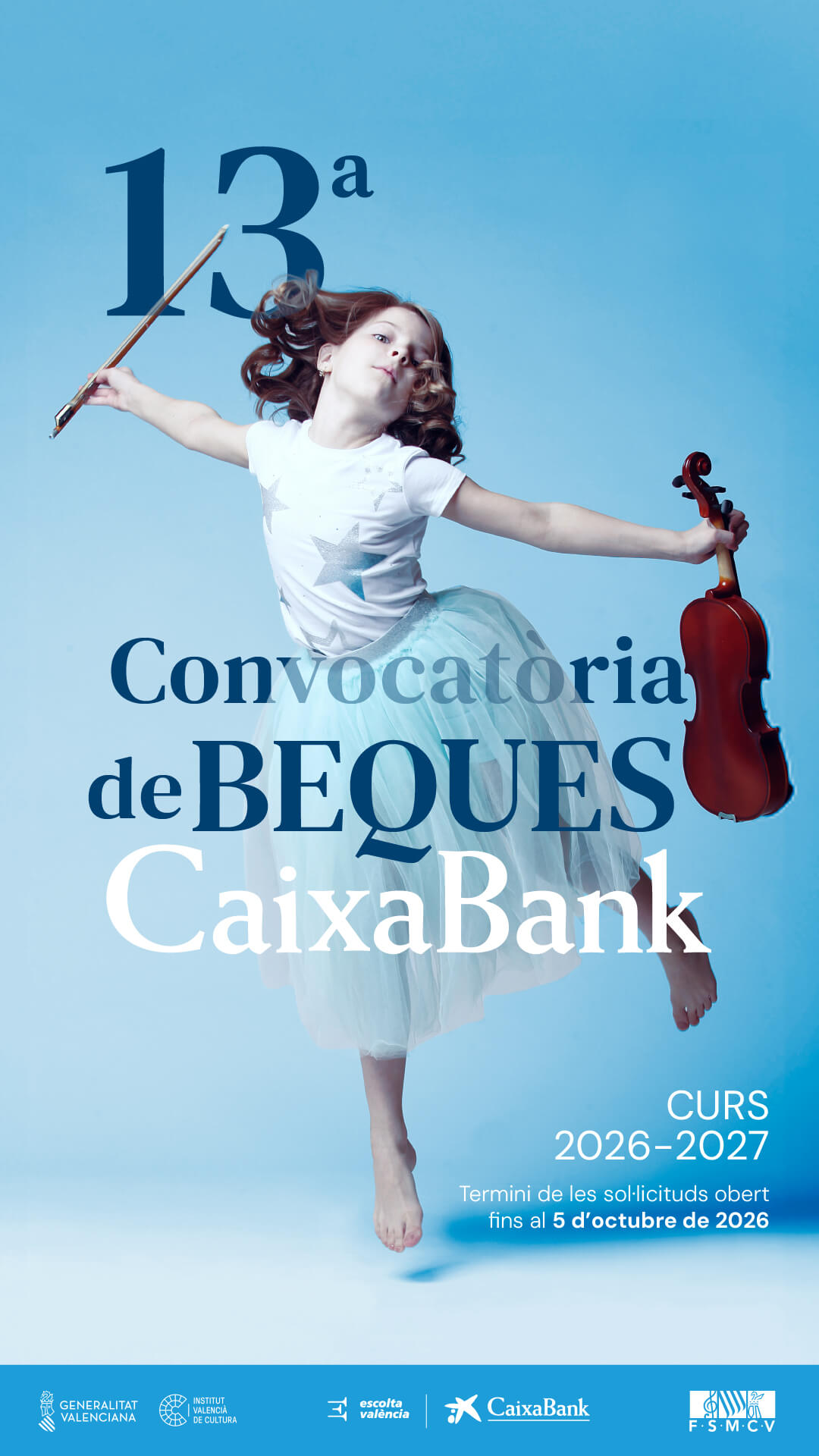 CaixaBank augmenta la dotació de les beques per a l'alumnat d'escoles de música a 275.000 euros en el curs 2026-2027 1 Cartel val FSMCV CaixaBank aumenta la dotacion de las becas para el alumnado de escuelas de musica a 275.000 euros en el c